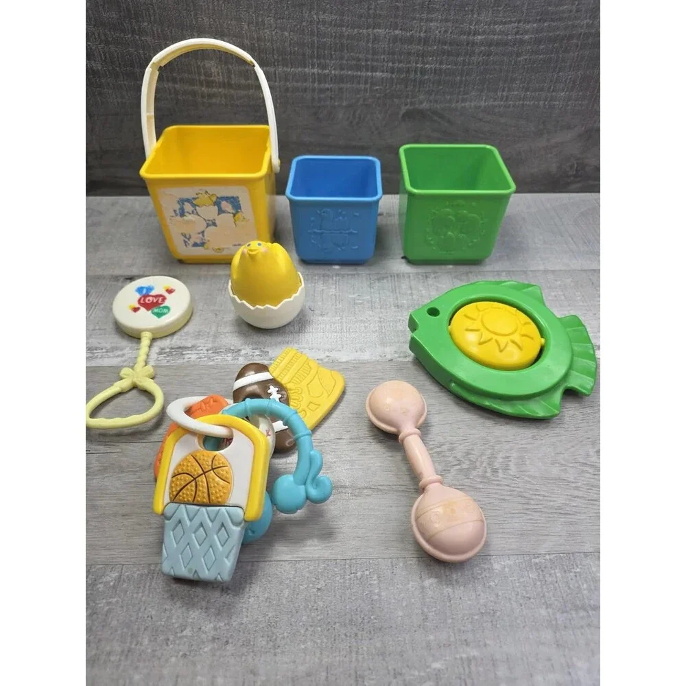 Vtg 1986 Fisher Price Activity Blocks Chicken Nesting Stacking Toys Lot b209